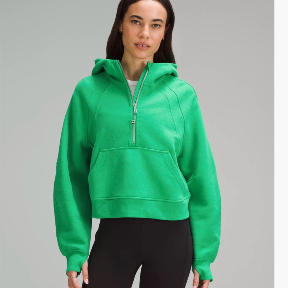Lululemon Scuba Oversized Half-Zip Hoodie in Green Punch, Size XS/Small